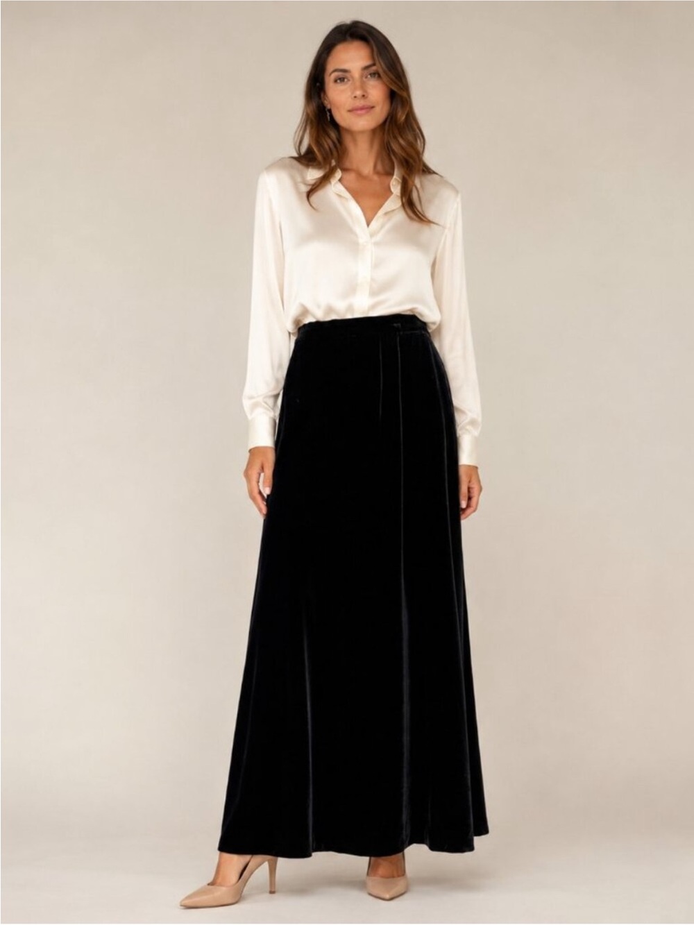 Alex Evenings sz Small Black Velvet Maxi Skirt cocktail holiday whimsygoth